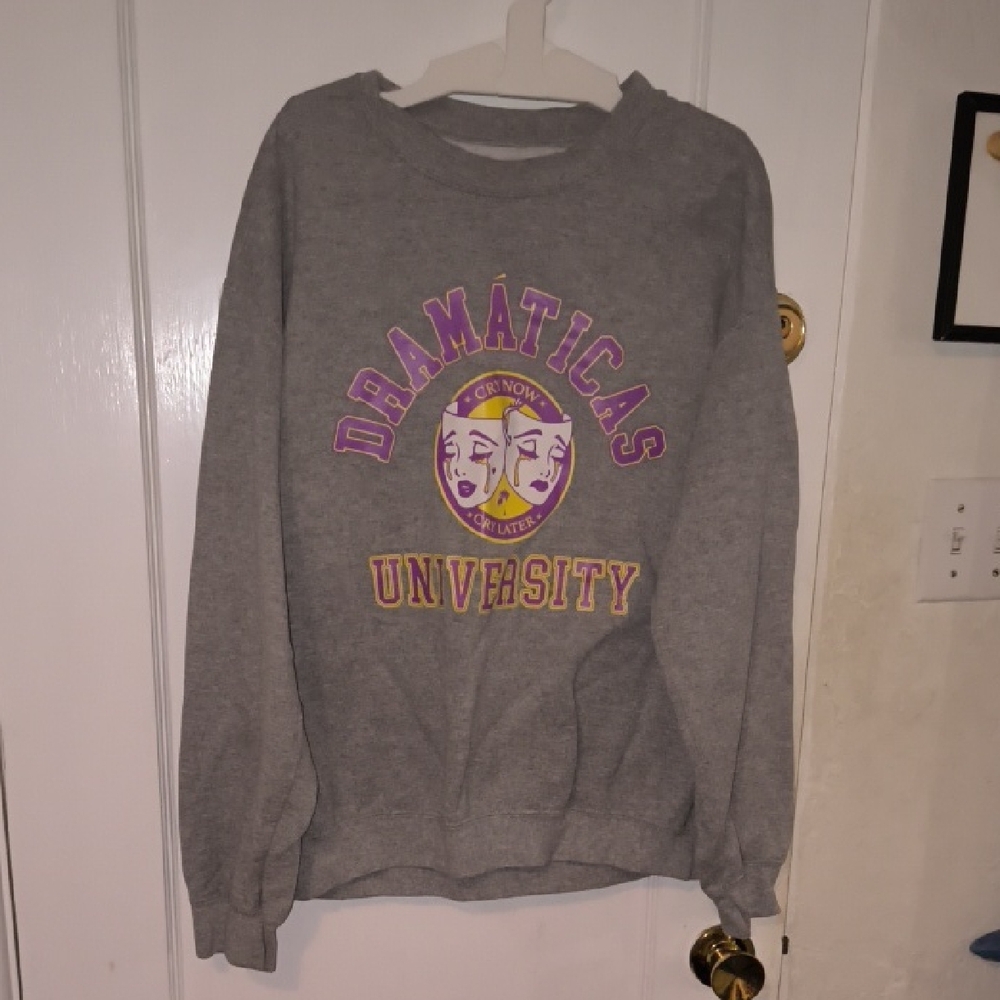 Bella D. | Gray Dramaticas University Crew Neck Sweater